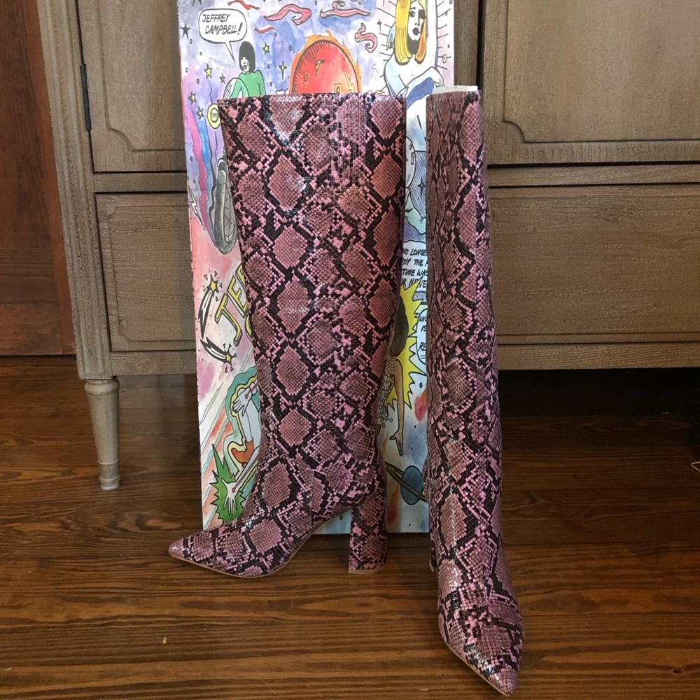 Knee high snake skin boots